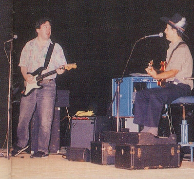 Evan Paul with Ted Russel at Centennial Park gig 1993